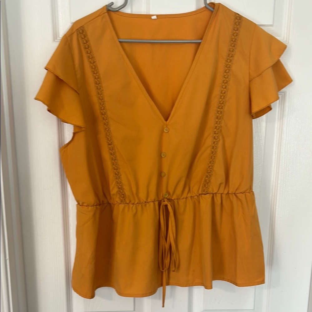 Women's Yellow/Orange V-Neck Top